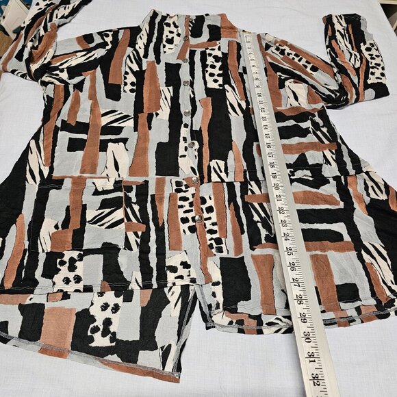 Chalet et ceci Button Up Asymmetric Top Shirt Women Size L - Picture 7 of 15
